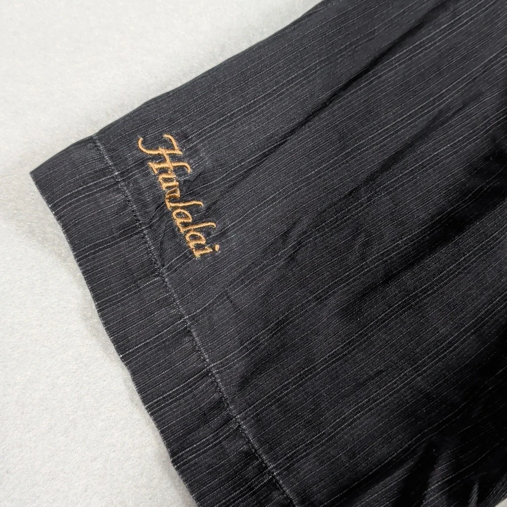 Tommy Bahama Shirt Mens L Black Hualalai Floral Hibiscus‎ Silk Blend Aloha Camp